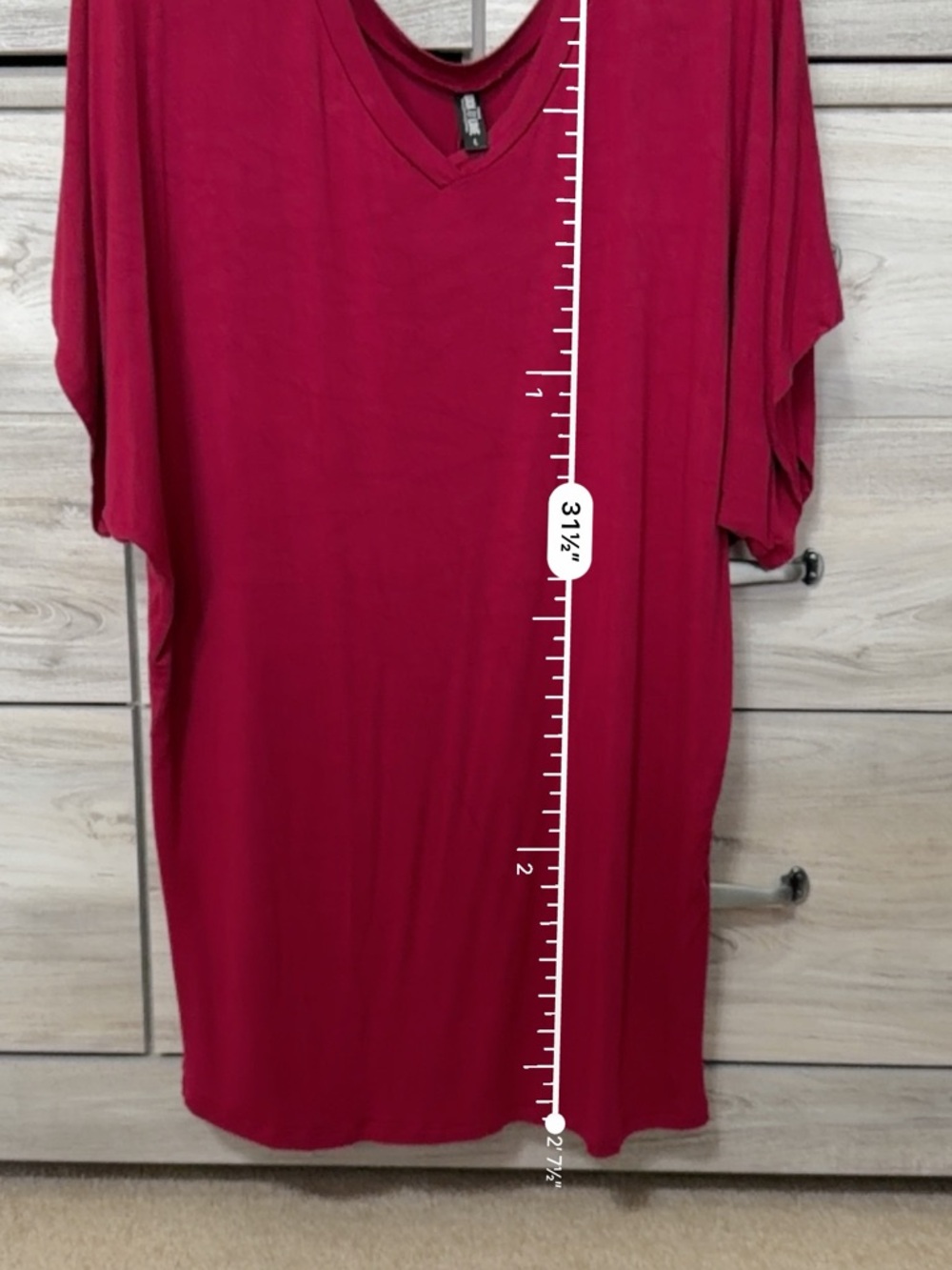 Women's V-Neck Tunic Top in Raspberry - Picture 2 of 7